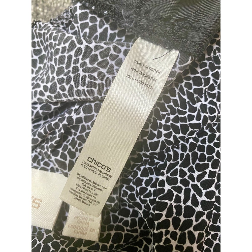 CHICOS Sz 3 XL Women’s Pants Animal Print Flowy Wide Leg Boho Black White
